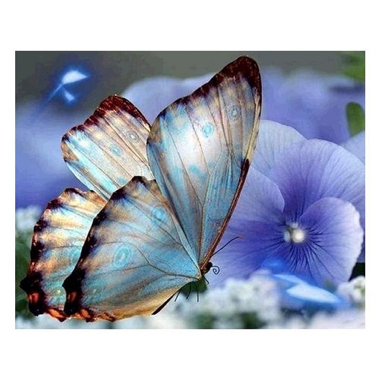 Blue Butterfly - Partial Round Drill Diamond Painting - 30x25cm(Canvas)