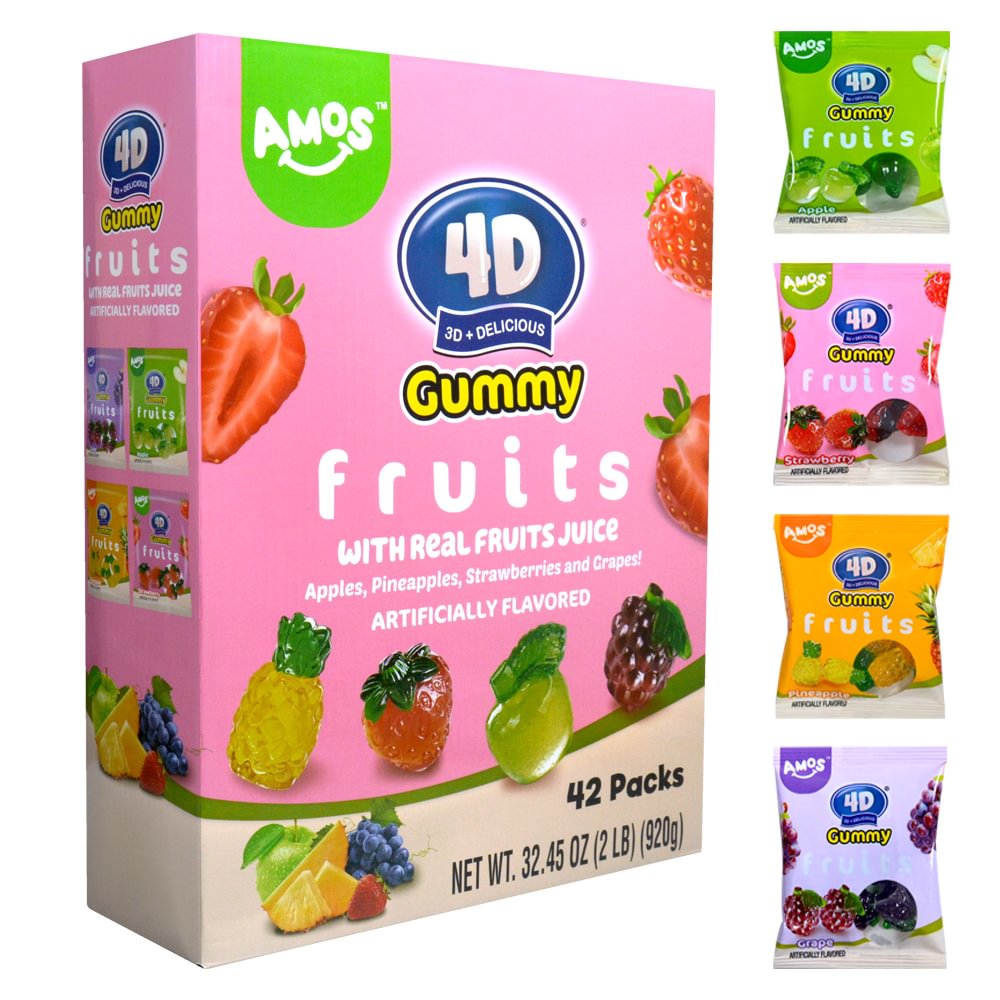 AMOS 4D Fruit Gummy Fruit Snack Mixed