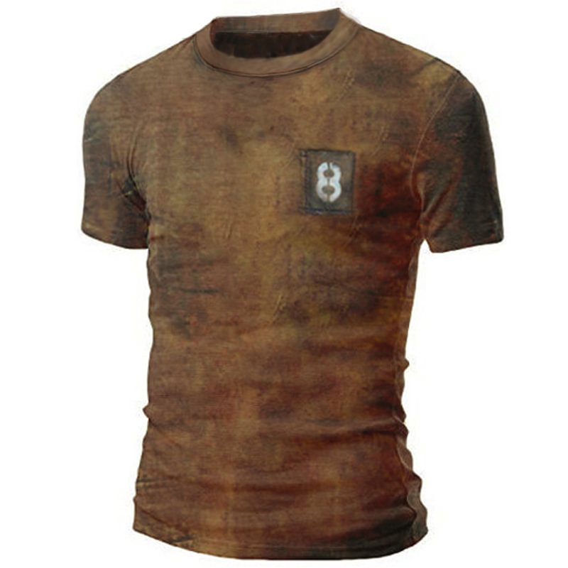 Men's retro digital print short-sleeved T-shirt / [viawink] /