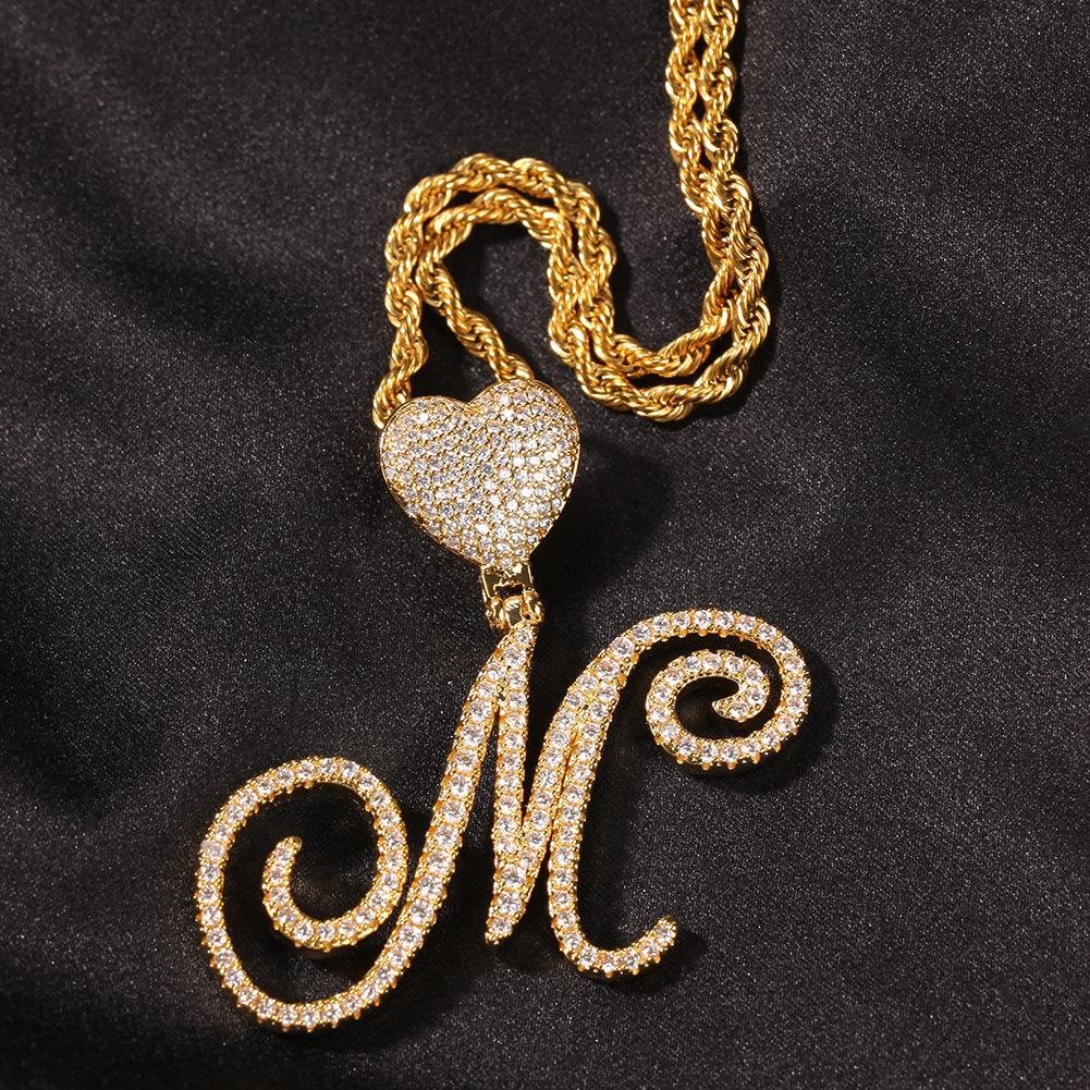 A-Z Letters Love Heart Shape Pendant Necklace-VESSFUL