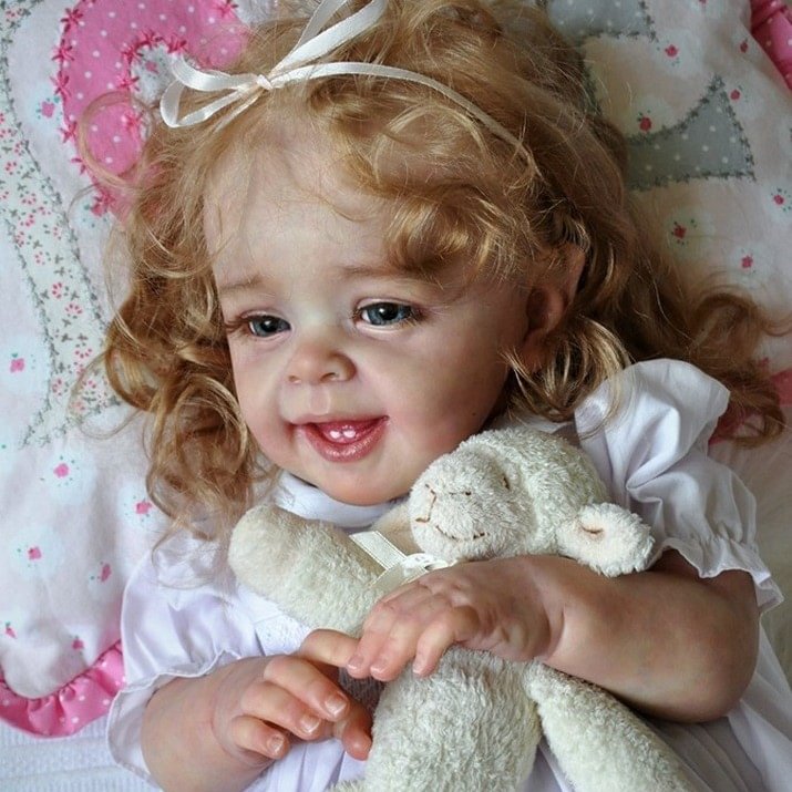  20" Look Real Innocent and Cute Silicone Reborn Girl Doll Beryl With Blue Eyes and Blond Hair - Reborndollsshop.com-