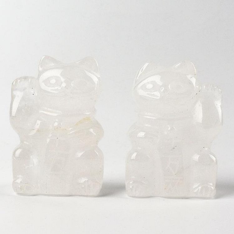 2" Clear Quartz Crystal Carving Animal Bulk Lucky Cat Crystal wholesale suppliers