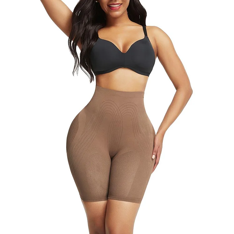 Light Coffee Color Butt Enhancer Seamless Mesh Solid Color