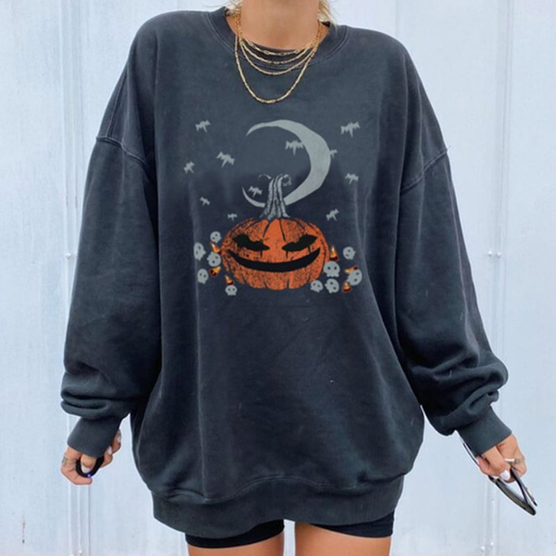   Halloween pumpkin print sweatshirt - Neojana