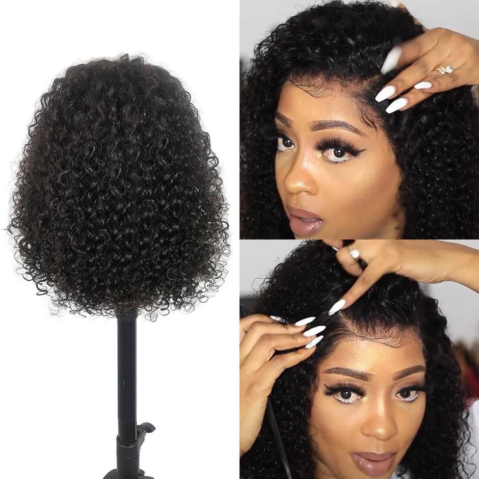 10-16 inch classic small curly bob wig, 100% human hair (Brazilian hair) ，new style 13×4×1 hand-woven lace wig