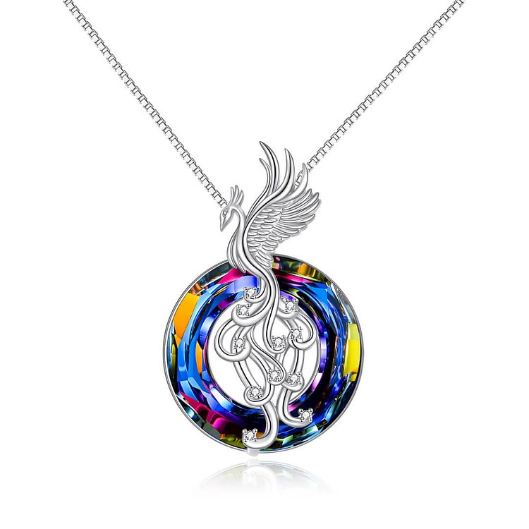 For Self - S925 The Fire Inside Me Burns Brighter Than The Fire Around Me Firebird Crystal Phoenix Necklace