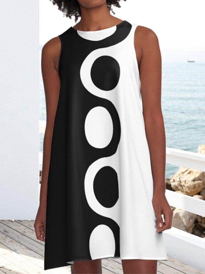 Black White Mod A-Line Geometric Dress