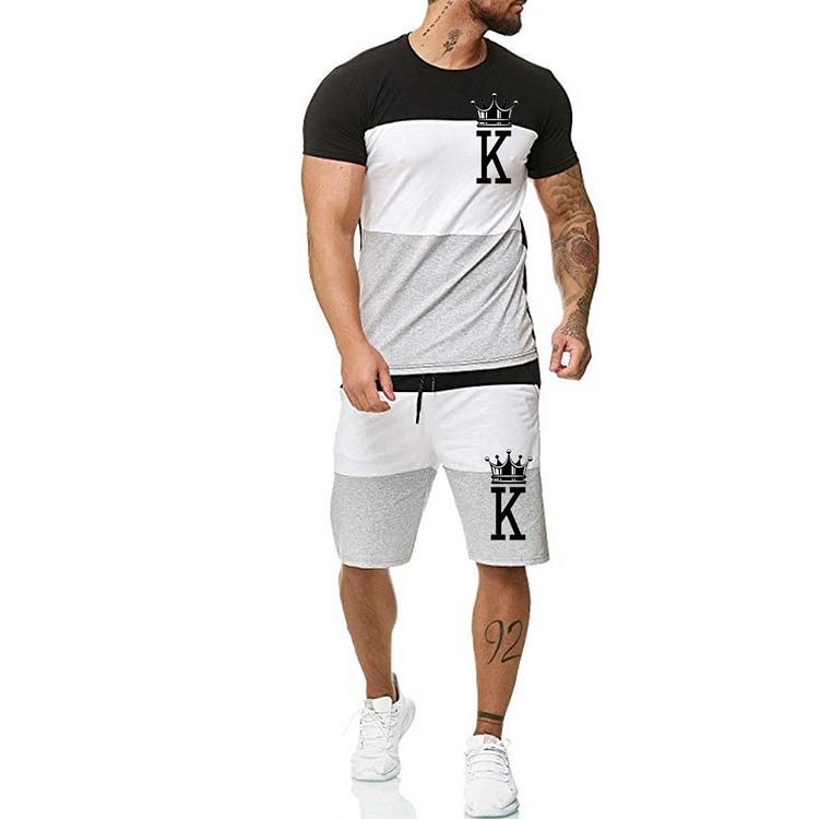 BrosWear Color Matching T-Shirt And Shorts Two Piece Set