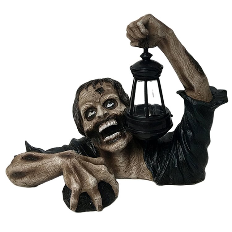 Zombie Crawling out of Grave with LED Statues Halloween Horror Sculpture Light