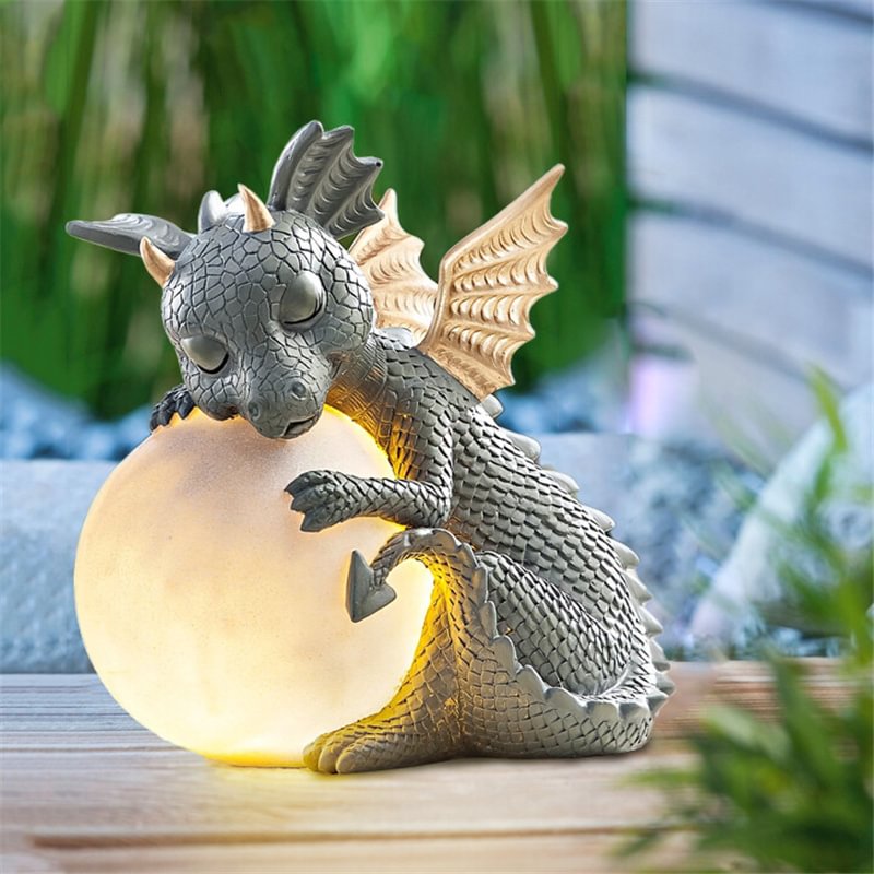 Garden Dragon Meditated Statue Inner Peace Garden  Decorative Lamp、、sdecorshop