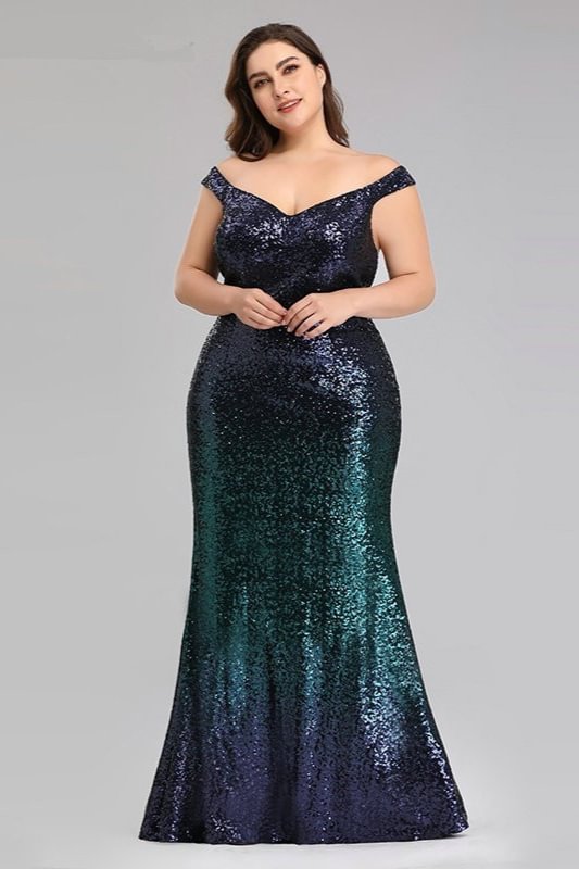 New Arrival Plus Size Prom Dress Sequins Mermaid Long Evening Gowns