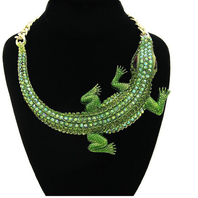 Vintage Large Crocodile Shaped Clavicle Necklace