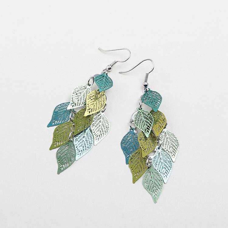 Colorful Seven Nine Leaf Earrings-Mayoulove
