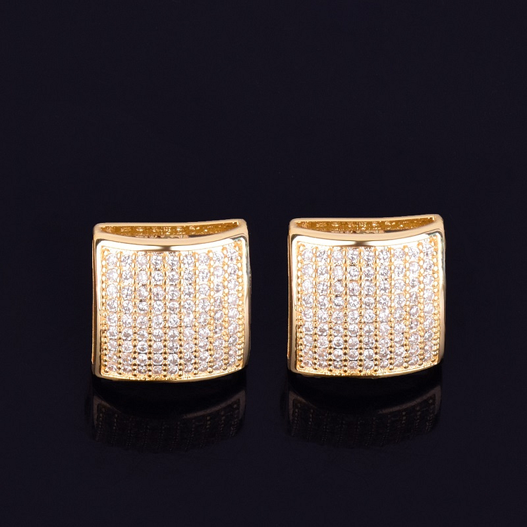 12MM Square Cubic Zirconia Iced Out Stud Earrings