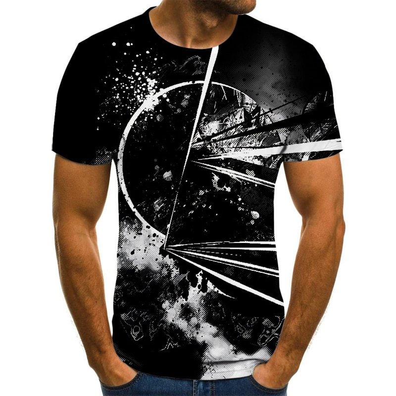 Abstract Creative Digital Printing Summer Casual Short Sleeve Men's T-Shirts-VESSFUL