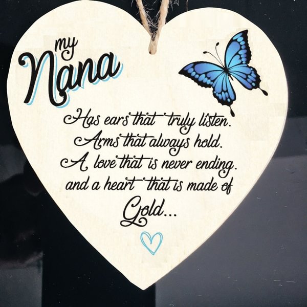 Nanny Gran Granny Birthday Christmas Gift Novelty Plaque Hanging Wood Heart