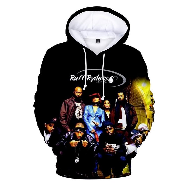 Ruff Ryders Hoodie 3D Hip Hop Sweatshirt Tops-Mayoulove