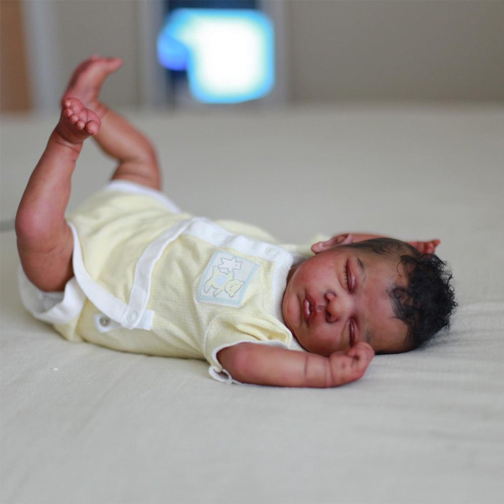 [New Series!]19”Look Real African American Girl Named Lennox Cloth Body Reborn Newborn Baby Doll,Play with Children