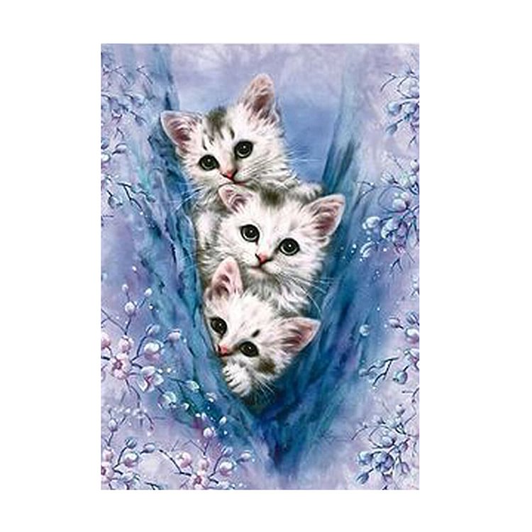 Three Cats Round Drill Diamond Painting 30X40CM(Canvas)-gbfke