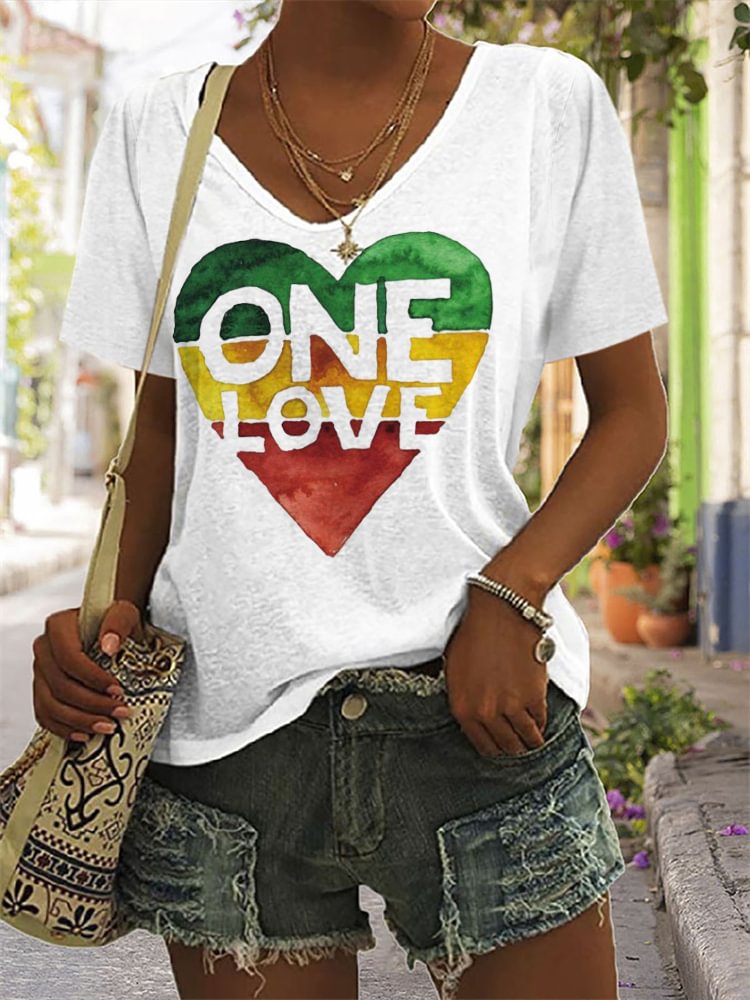 BrosWear Women's One Love Black Pride Heart Graphic T Shirt