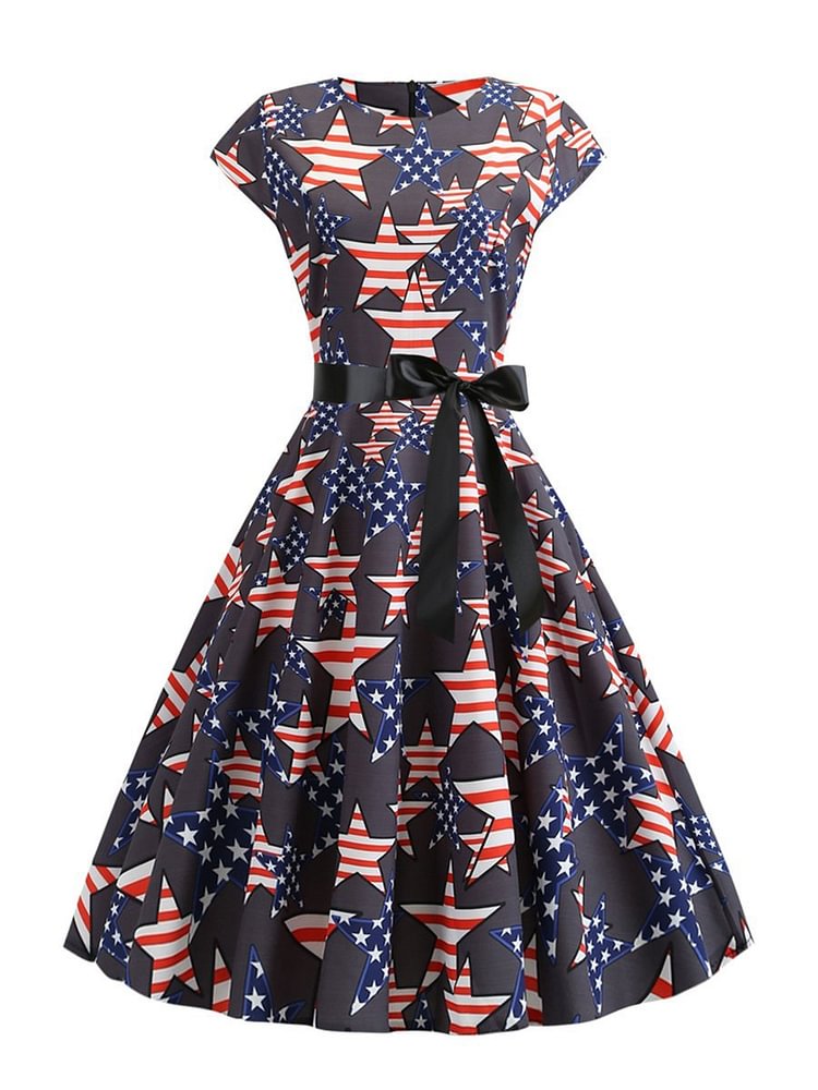 Mayoulove Swing Dress American Flag 1950s Dress-Mayoulove