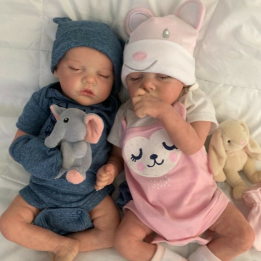 17'' Silicone Babies Real Lifelike Twins Sister Daphne and Lloyd Reborn Baby Doll Girl with Clothes and Bottles Gift -Creativegiftss® - [product_tag]