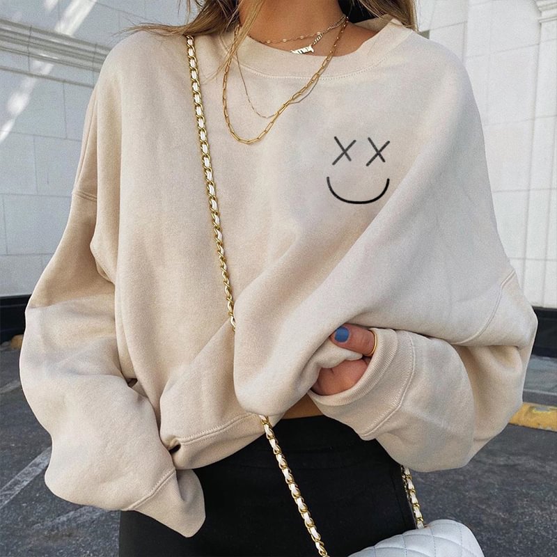   Basic smile pattern printed sweatshirt - Neojana