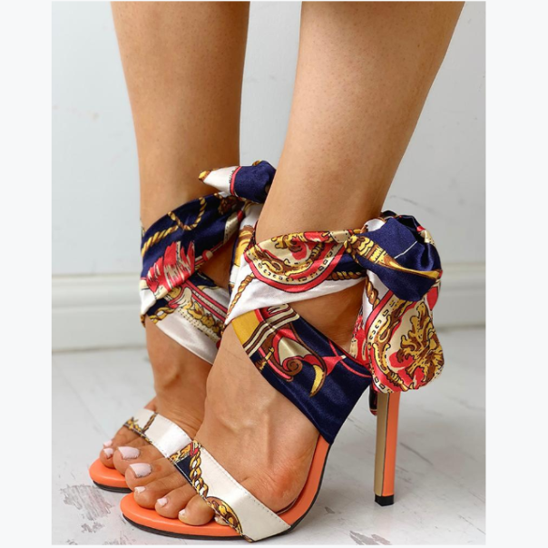 Women's Silk Scarf With Peep Toe Heels