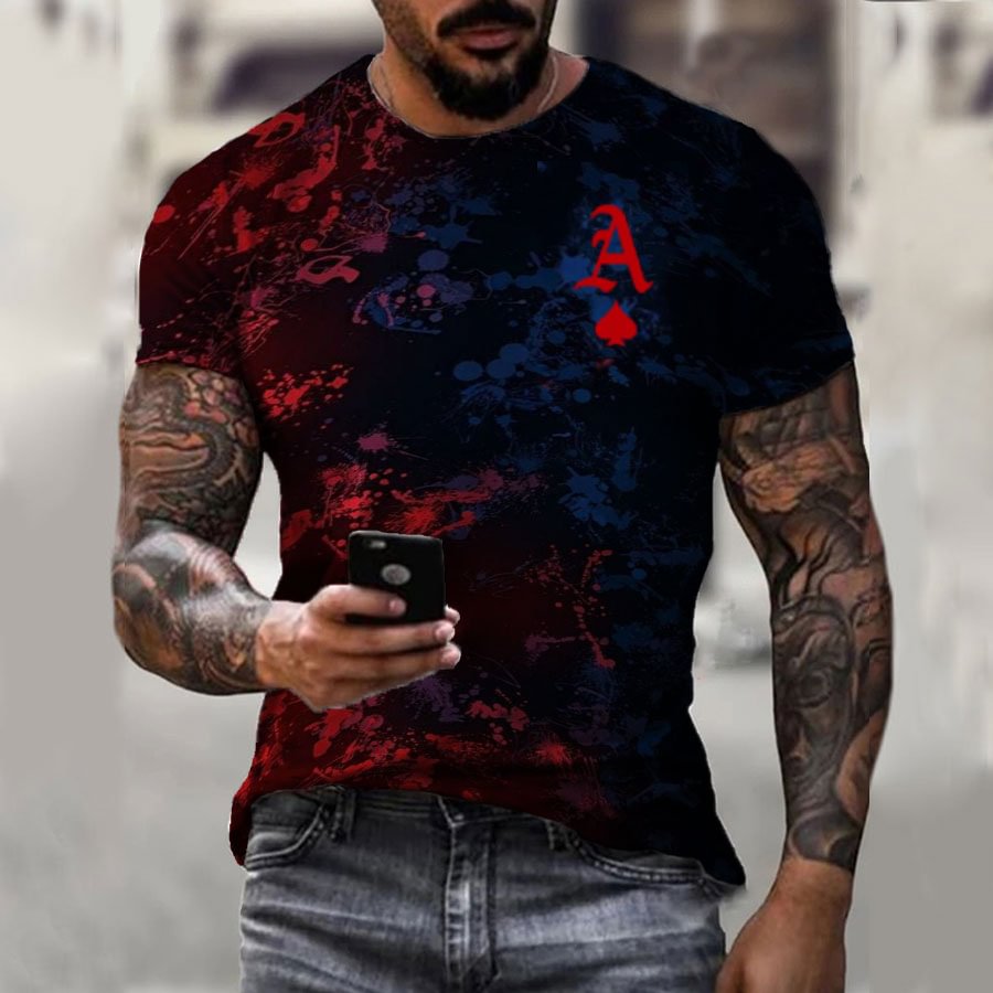 Fashion casual men's hit color print T-shirt / [viawink] /