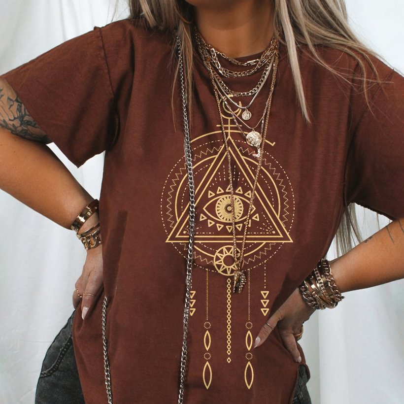   Triangular Mystic Eye Print Loose Cozy T-shirt - Neojana