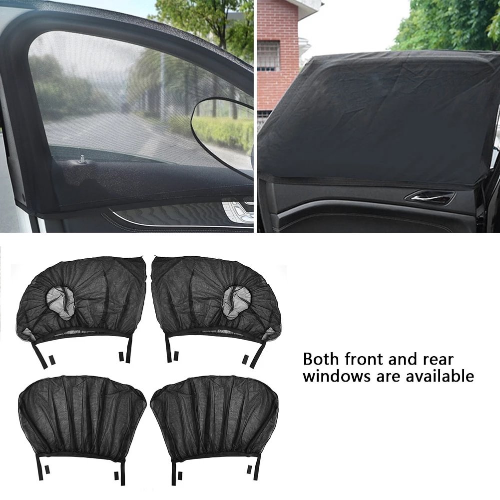 Universal Car Side Window Sunshade Set Front + Rear Mesh Anti Mosquito Sun Shade screens--Bstol