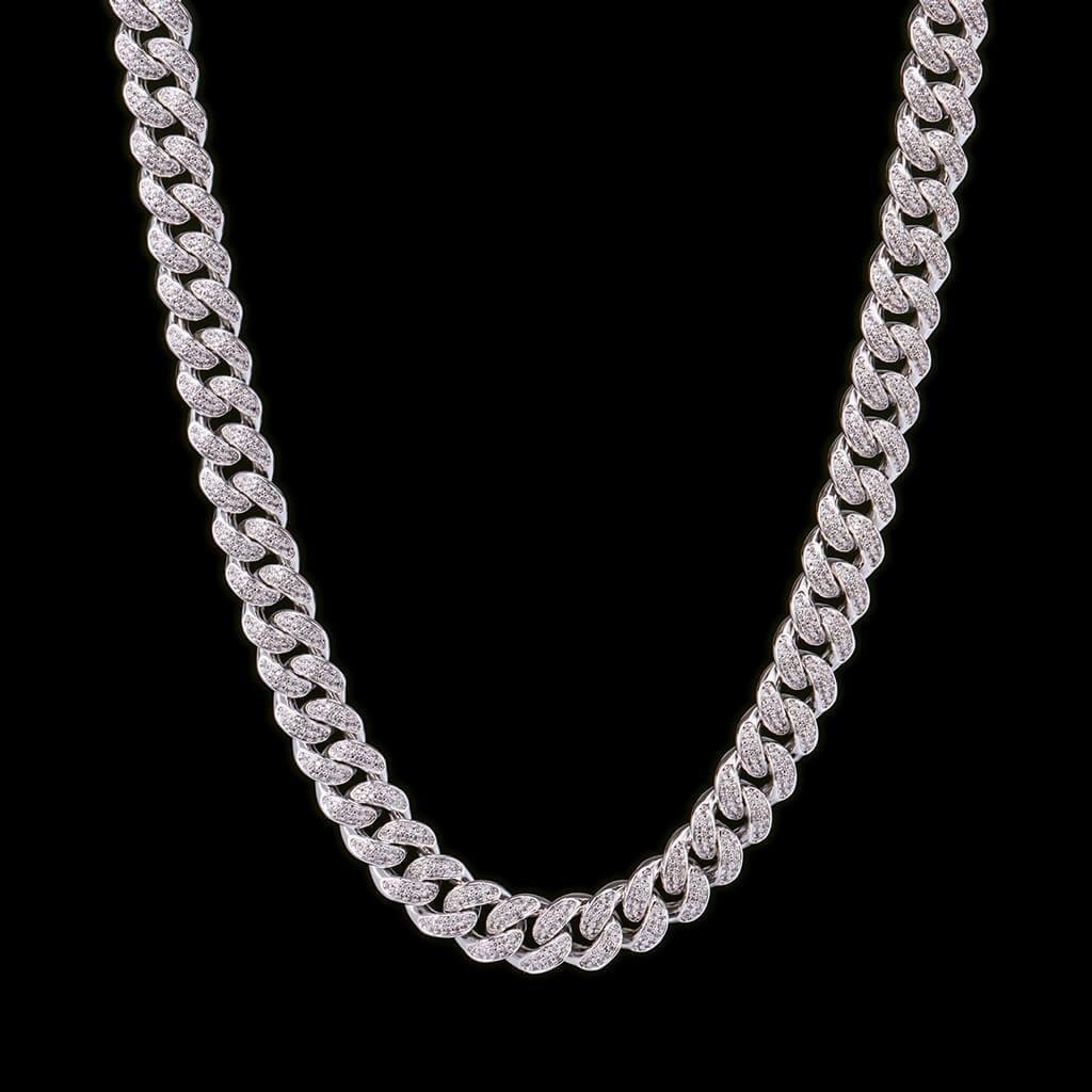 15mm White Gold Iced Out Cuban Link Chain-VESSFUL