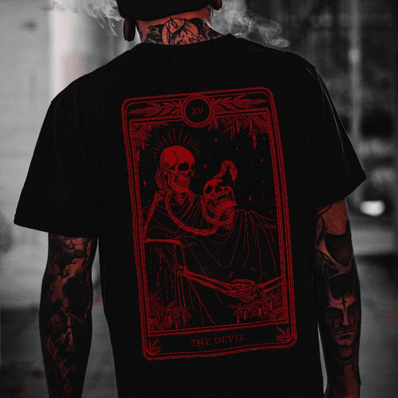 UPRANDY THE DEVIL skeleton print T-shirt designer -  UPRANDY