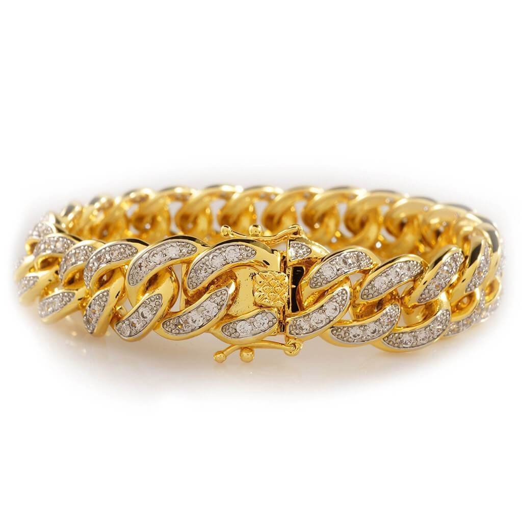 12MM Gold Iced Cuban Link Bracelet-VESSFUL