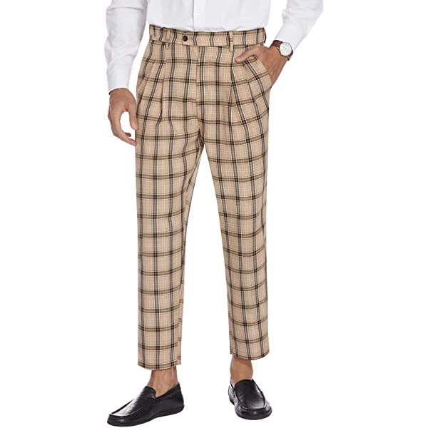 mens yellow plaid dress pants