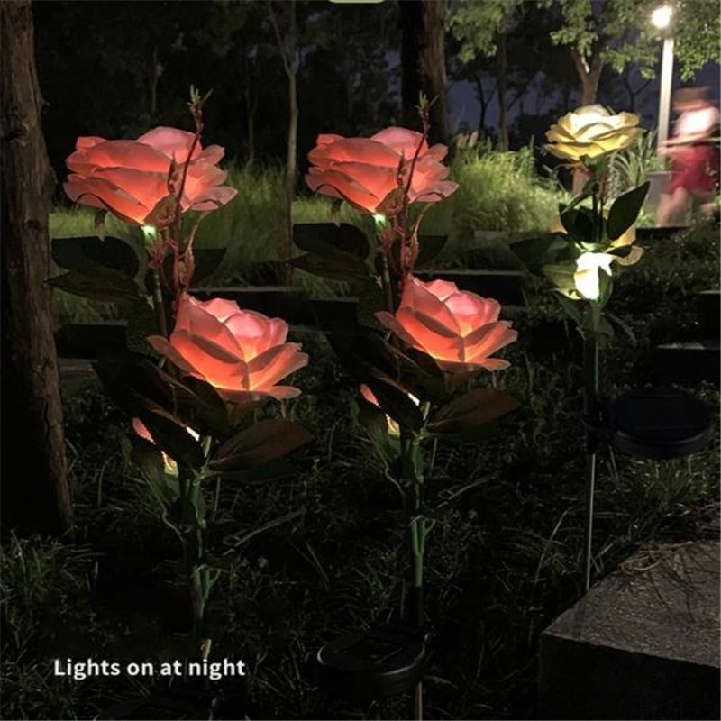 Artificial Rose Solar Garden Stake Lights，Outdoor Solar Lights，Solar Rose Lamp Spring 、、sdecorshop