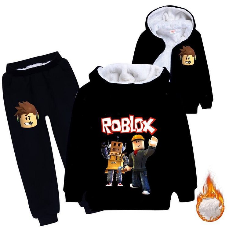 Mayoulove Roblox Mr Robot And Builderman Boys Girls Fleece Lined Hoodie N Pants-Mayoulove