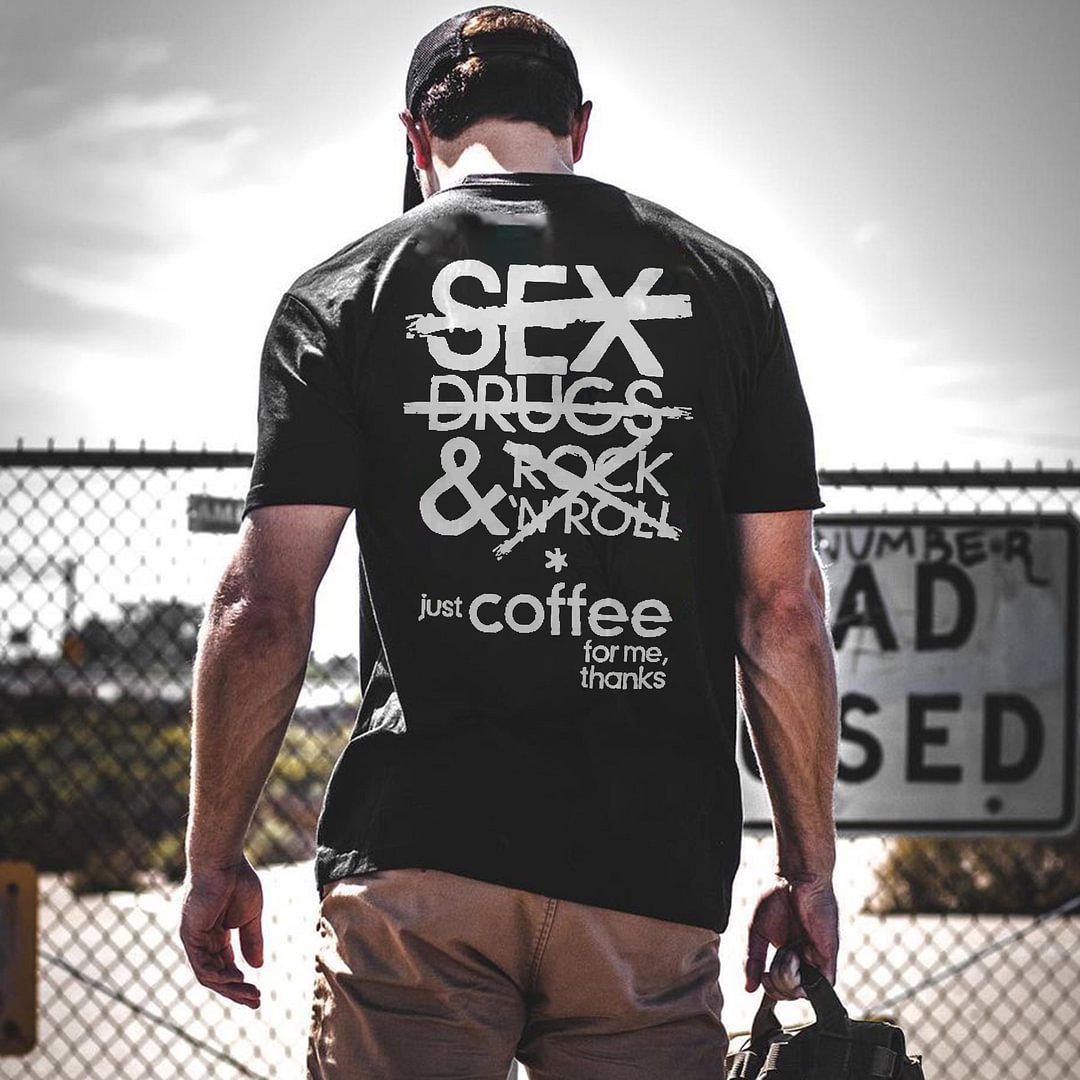 Just Coffee For Me Thanks Letters Printed Men's T-shirt -  UPRANDY