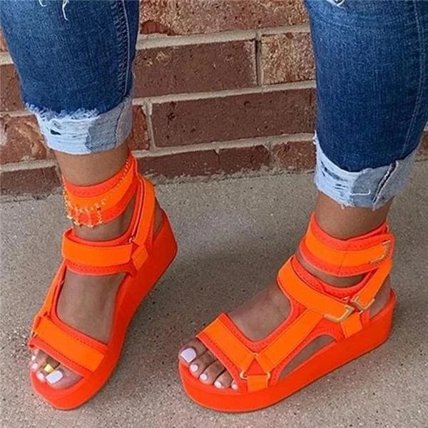 Women's Platform Open Toe Velcro Casual Low-Cut Upper Sandals