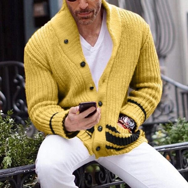 Casual Solid Color Half-turtleneck Button Sweater Men-Corachic