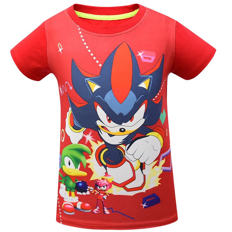 Sonic the hedgehog boys' T-shirt 3D heat transfer short sleeve-Mayoulove