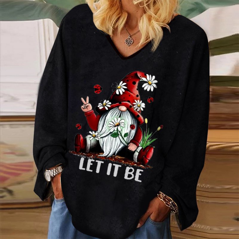 Let It Be Printed Cartoon Graphic Loose T-shirt