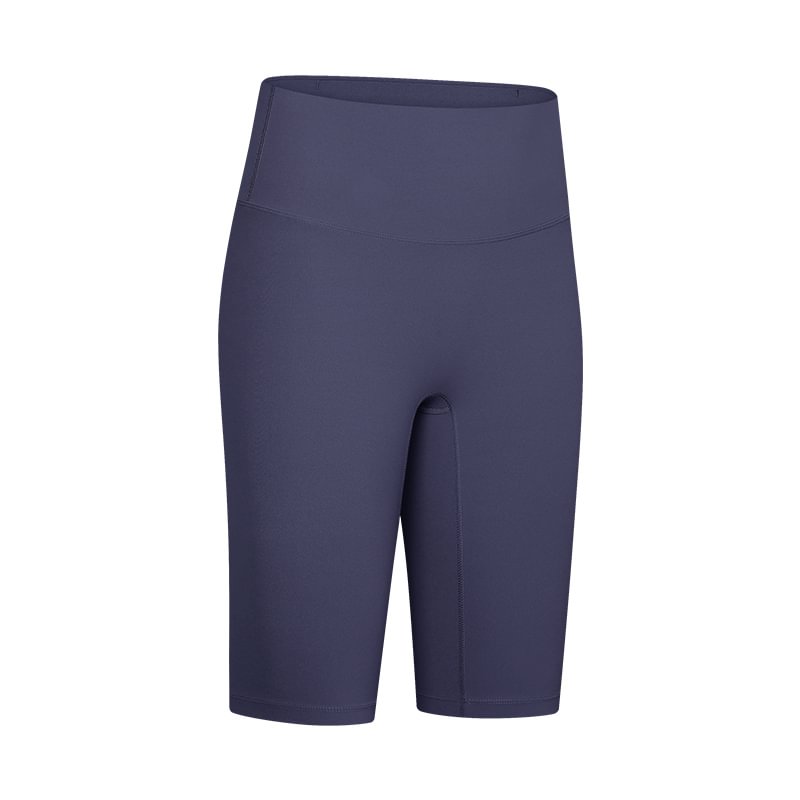 Buy light purple gray elastic tummy control squat proof breathable yoga shorts with back pocket on Hergymclothing