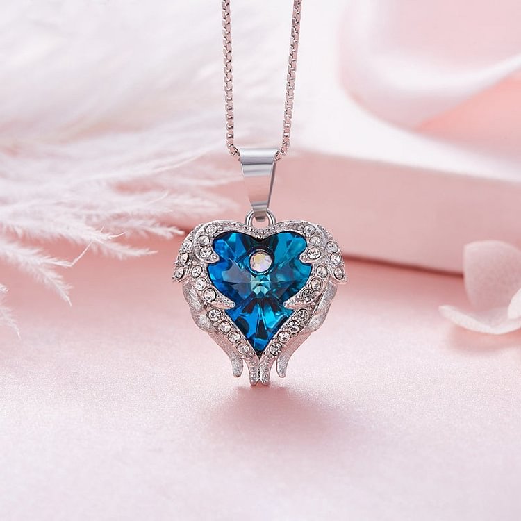 For Love - I Will Be Here to Protect You As Always Crystal  Heart Necklace