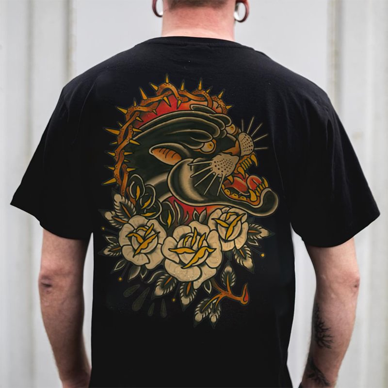 Cheetah Flower Printed Casual Men's T-shirt - Krazyskull