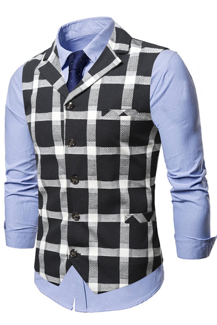 Tiboyz Men's Slim Fit Plaid Suit Vest