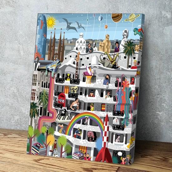 Barcelona city highlights creative Limited Edition Print Canvas