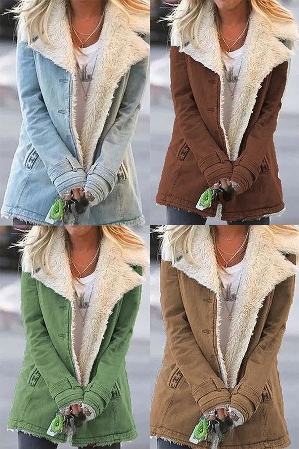 Long Sleeve Solid Color Lapel Outerwear P13340
