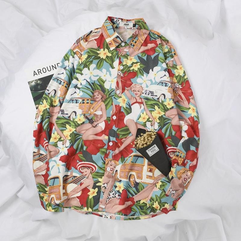 Retro Trend Flower Loose Casual Shirt-Corachic