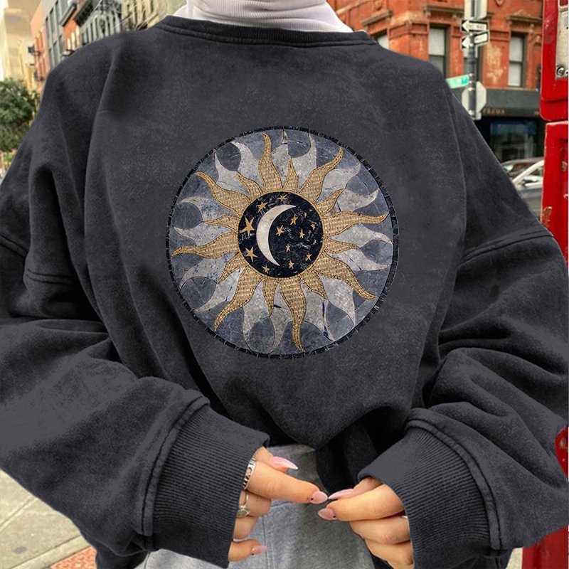   Daily sun and moon print designer sweatshirt - Neojana